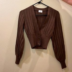 Aritzia (Wilfred) Women’s Trendy Plunge Front Brown cardigan